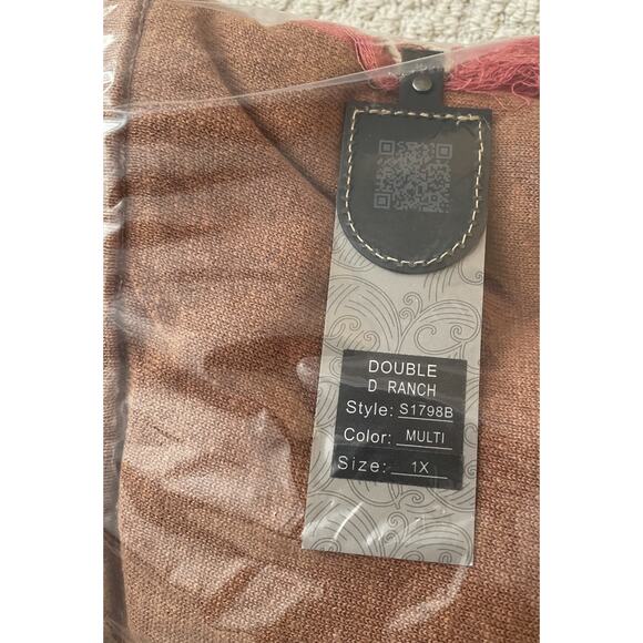 Double D Ranch Monument Pass Skirt 1X NWT Orange Brown Stripe Fringe - Picture 8 of 10